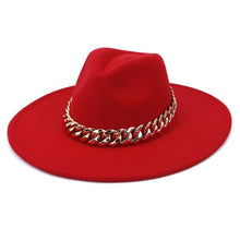 Load image into Gallery viewer, Polished Colorful Thick Chain Banded Sophisticated Unisex Fedoras
