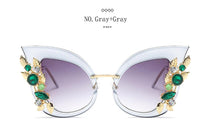 Load image into Gallery viewer, New Fashion Green Diamond Oversized Sunglasses Women Designer Luxury Cat Eye Sunglasses Transparent Frame Vintage Shades 0067
