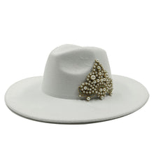 Load image into Gallery viewer, Fedora Hat and Bag Two Piece Straw Green Premium Hat Elegant Women&#39;s Jazz Cap Pearl Accessories Big Brim 2022 New Panama Fedoras
