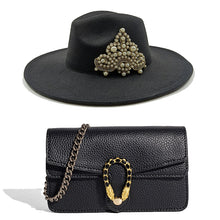 Load image into Gallery viewer, Fedora Hat and Bag Two Piece Straw Green Premium Hat Elegant Women&#39;s Jazz Cap Pearl Accessories Big Brim 2022 New Panama Fedoras
