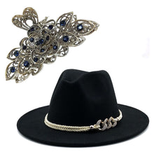 Load image into Gallery viewer, Fedora Hat and Bag Two Piece Straw Green Premium Hat Elegant Women&#39;s Jazz Cap Pearl Accessories Big Brim 2022 New Panama Fedoras

