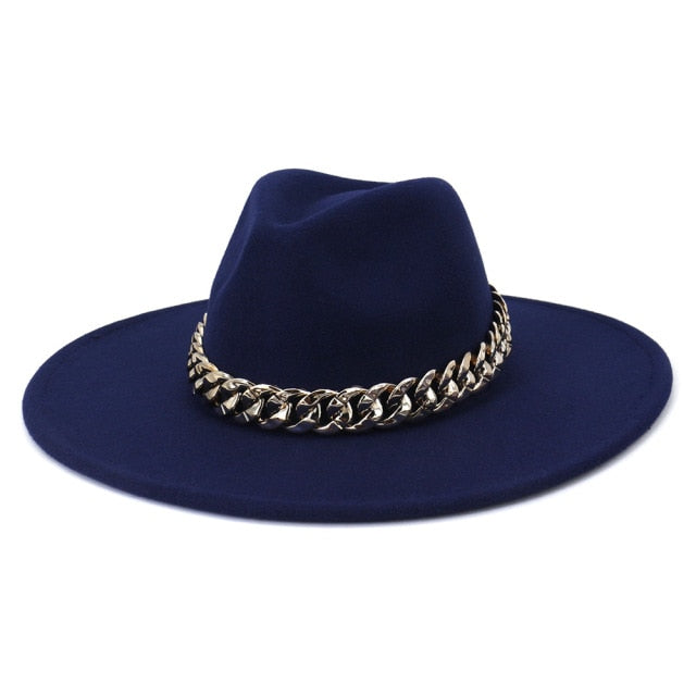 Polished Colorful Thick Chain Banded Sophisticated Unisex Fedoras