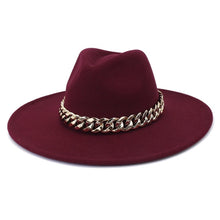 Load image into Gallery viewer, Polished Colorful Thick Chain Banded Sophisticated Unisex Fedoras
