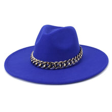 Load image into Gallery viewer, Polished Colorful Thick Chain Banded Sophisticated Unisex Fedoras
