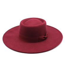 Load image into Gallery viewer, British Style Bowed Flat Top Fedora

