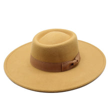 Load image into Gallery viewer, British Style Bowed Flat Top Fedora

